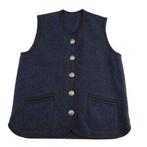 Vintage Petressa 100% Wool Vest Womens Large Blue Cabincore Grandmacore Germany